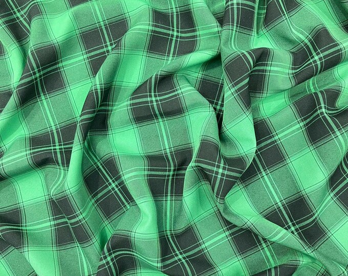 Green & Black Plaid Polyester Poplin 58" Wide.