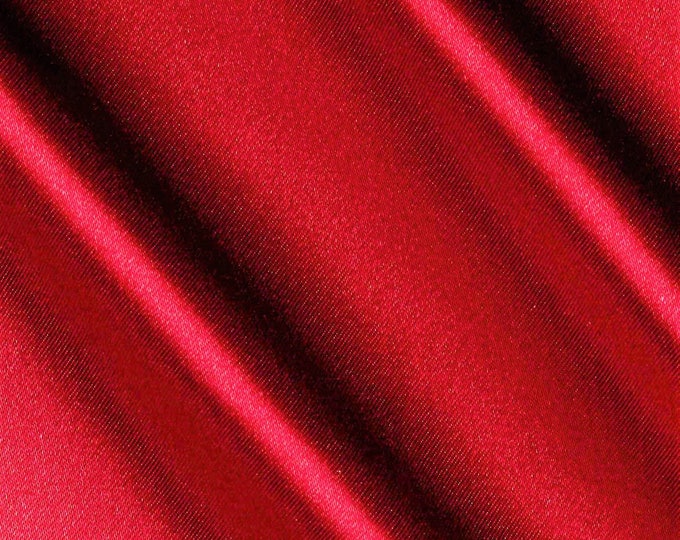 Cranberry Heavy Shiny Bridal Satin Fabric for Wedding Dress, 60" inches wide sold by The Yard.