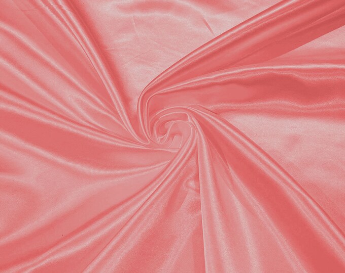 Coral Heavy Shiny Bridal Satin Fabric for Wedding Dress, 60" inches wide sold by The Yard. New Colors