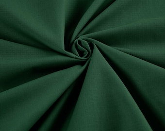 Hunter Green Lightweight Poly Cotton Broadcloth Fabric| 58" Wide| Bed sheets| Apparel.