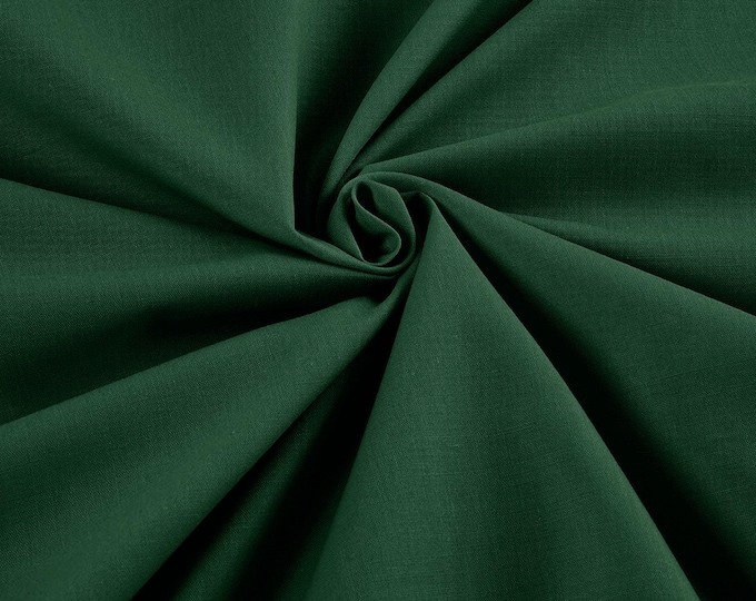 Hunter Green Lightweight Poly Cotton Broadcloth Fabric| 58" Wide| Bed sheets| Apparel.
