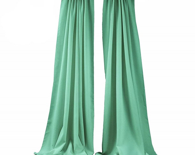 Mint Green 2 Panels Backdrop Drape, All Sizes Available in Polyester Poplin, Party Supplies Curtains.