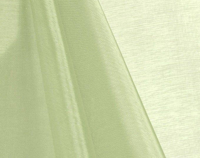 Sage Green 58/60" Wide 100% Polyester Soft Light Weight, Sheer, See Through Crystal Organza Fabric Sold By The Yard.