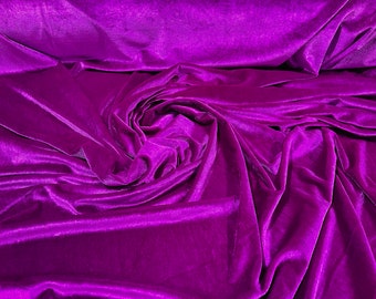 Magenta 60" Wide 90% Polyester 10 present Spandex Stretch Velvet Fabric for Sewing Apparel Costumes Craft, Sold By The Yard.