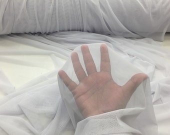 White Power mesh 4 way stretch nylon spandex. Dance wear./Wedding/Bridal/Prom/Nightgowns.