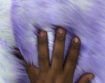 Lilac/ivory deluxe cotton candy design- shaggy faux fun fur- super soft faux fur- sold by the yard-