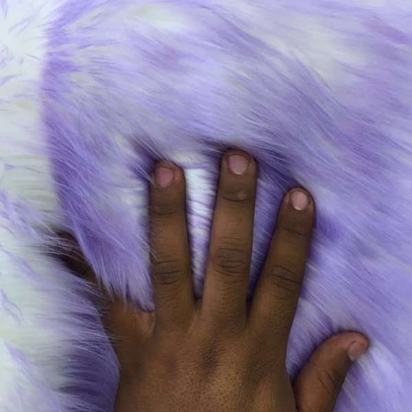 Lilac/ivory deluxe cotton candy design- shaggy faux fun fur- super soft faux fur- sold by the yard-