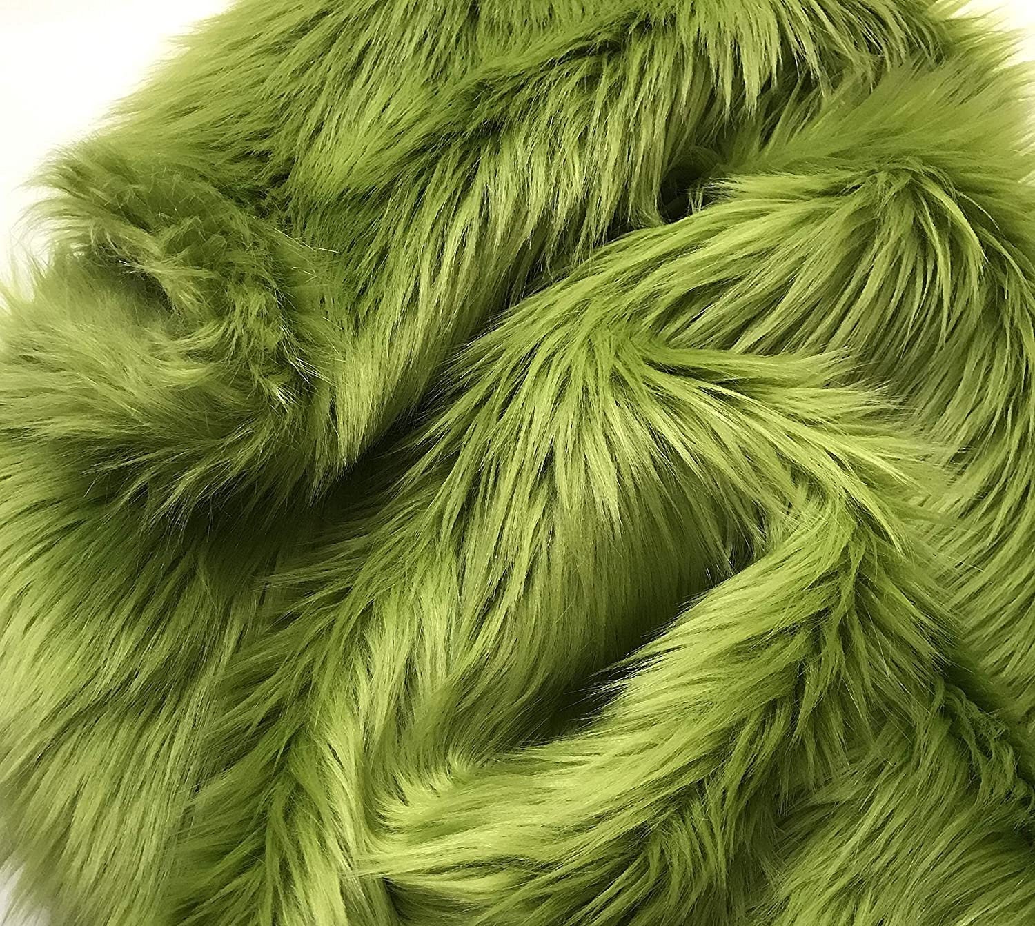 Shaggy Faux Fur Fabric by the Yard Olive