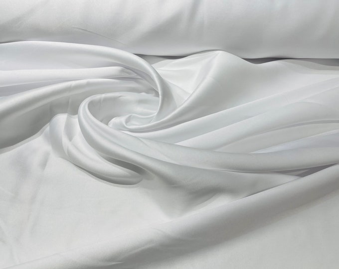 White 58" Poly Mikado Taffeta Fabric, Classic, Sold By The Yard.