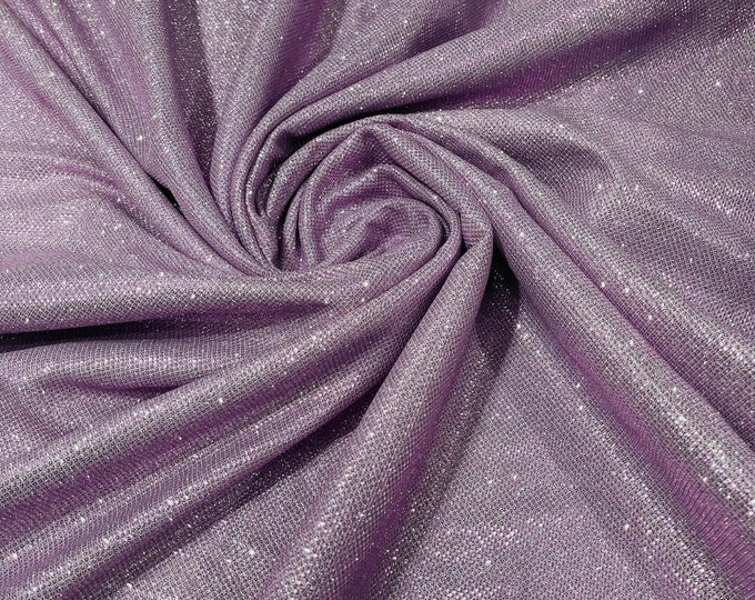 Lilac Stretch glitter shimmer 58” wide-Glimmer-Sparkling Fabric-Prom-Nightgown-Sold by the yard.