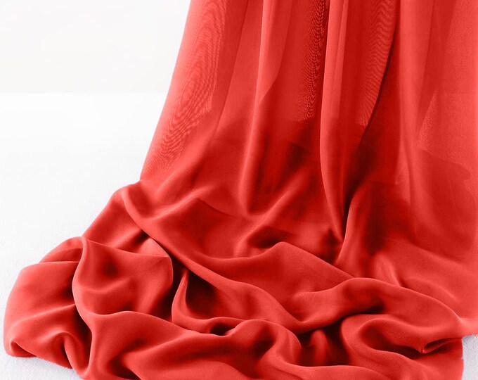 Red - Wool Dobby Chiffon Sheer Table Runner for Wedding, Decorations for Birthday Parties, Banquets, Engagements.