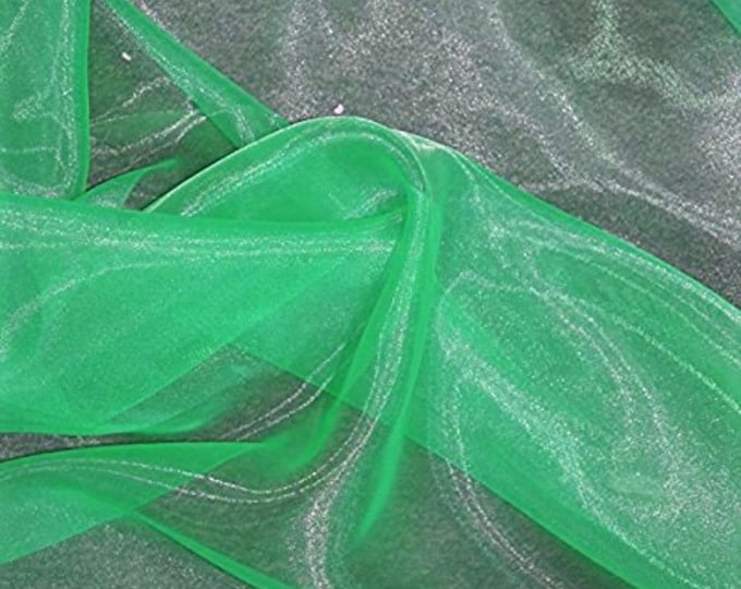 Jade Green 58/60" Wide 100% Polyester Soft Light Weight, Sheer, See Through Crystal Organza Fabric Sold By The Yard.