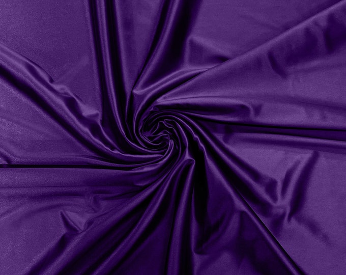 Purple Heavy Shiny Satin Stretch Spandex Fabric/58 Inches Wide/Prom/Wedding/Cosplays.