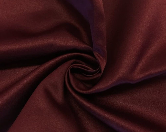 Burgundy Matte Satin (Peau de Soie) Duchess Fabric Bridesmaid Dress 58"-60" Wide Sold By The Yard.