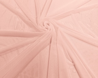 Rose Powder 58/60" Wide Solid Stretch Power Mesh Fabric Spandex/ Sheer See-Though/Sold By The Yard. New Colors