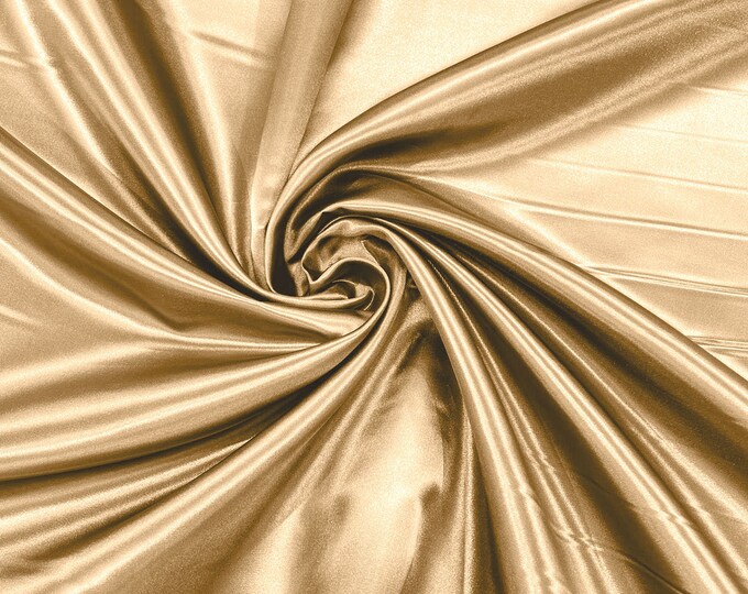 Camel Heavy Shiny Bridal Satin Fabric for Wedding Dress, 60" inches wide sold by The Yard. New Colors