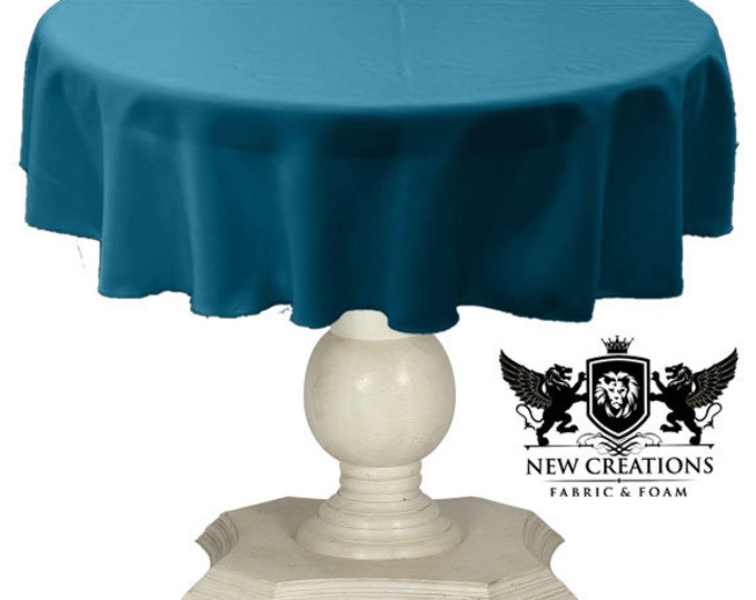 Turquoise Tablecloth Solid Dull Bridal Satin Overlay for Small Coffee Table Seamless.