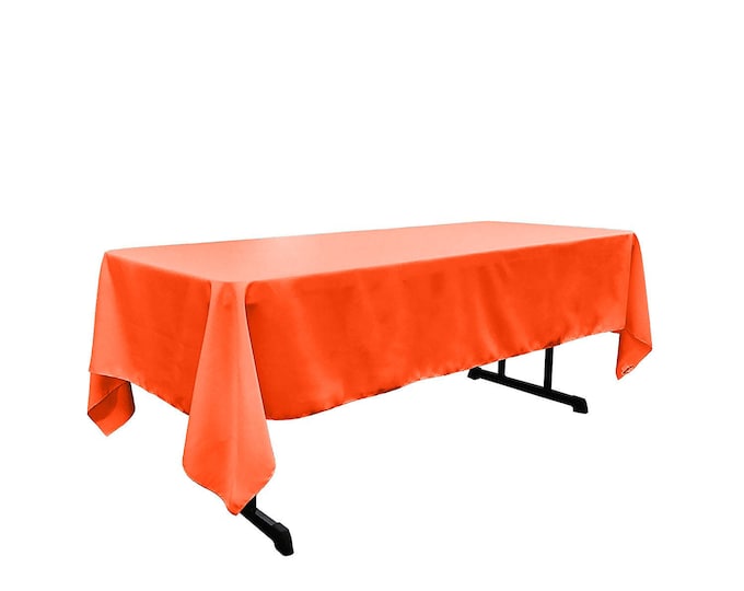 Neon Orange - Rectangular Polyester Poplin Tablecloth / Party supply.