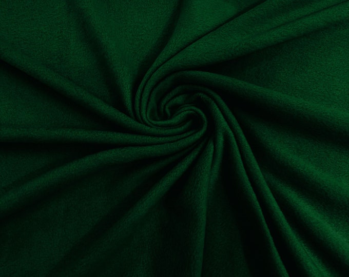 Hunter Green Solid Polar Fleece Fabric Anti-Pill 58" Wide Sold by The Yard.