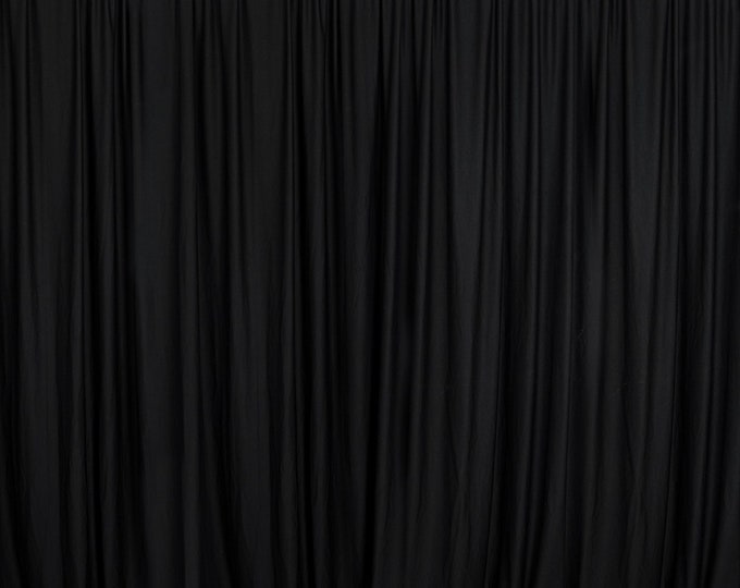 Black SEAMLESS Backdrop Drape Panel, All Sizes Available in Polyester Poplin, Party Supplies Curtains.