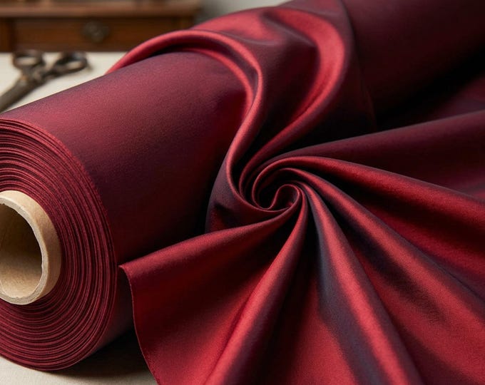Burgundy Stretch Two Tone Taffeta Fabric By The Yard, Medium Weight Fabric, Wedding Dress Fabric, Ball Gown Fabric, 58 Inch Wide