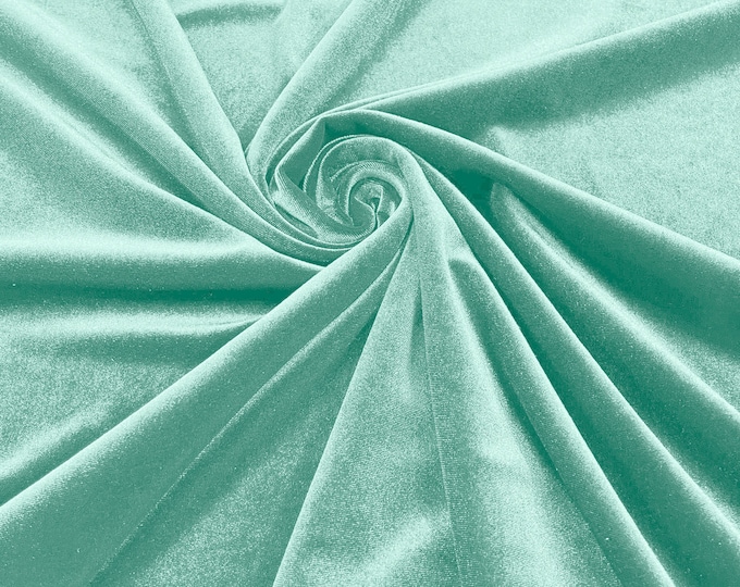 Mint 60" Wide 90% Polyester 10 percent Spandex Stretch Velvet Fabric for Sewing Apparel Costumes Craft, Sold By The Yard.