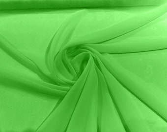 Neon Green Chiffon Fabric, 60" Wide, 5 Yards - Wedding & Party Decor