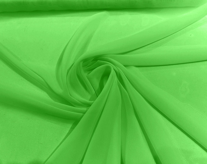 Neon Green 5 Yards 60" Wide Sheer Fabric Chiffon Fabric by The Yard Continuous Solid Color Draping Fabric for Wedding Party Easter Backdrop