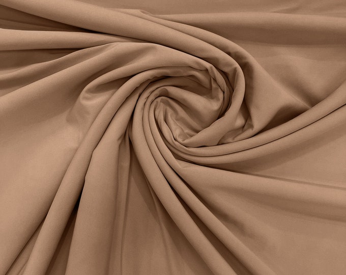 Taupe 58" Wide ITY Fabric Polyester Knit Jersey 2 Way  Stretch Spandex Sold By The Yard.