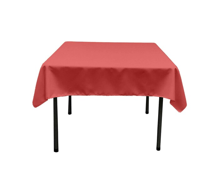 Puchi Coral Square Polyester Poplin Table Overlay - Diamond. Choose Size Below