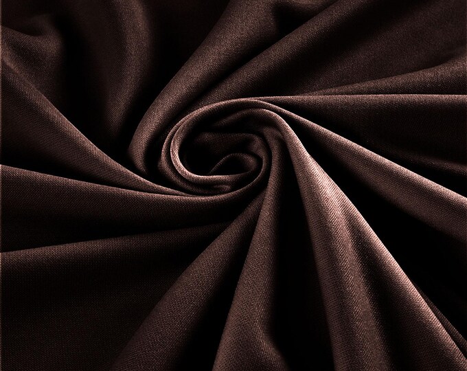 Brown  Polyester Stretch Scuba Knit Fabric| Wrinkle Free| 58" Wide| Apparel| Dresses.