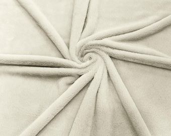 Rabbit Faux Fur Fabric, Cream Plush Minky for Sewing and Crafting