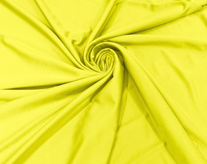 Neon Yellow Shiny Milliskin Nylon Spandex Fabric 4 Way Stretch 58" Wide Sold by The Yard