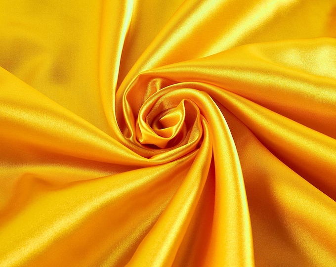 Yellow  58-59" Wide - 96 percent Polyester, 4% Spandex Light Weight Silky Stretch Charmeuse Satin Fabric by The Yard.