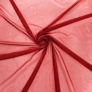 Red 58/60&quot; Wide Solid Stretch Power Mesh Fabric Nylon Spandex Sold By The Yard.