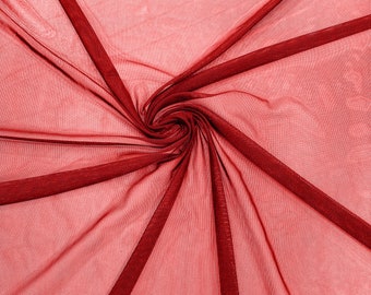 Red 58/60" Wide Solid Stretch Power Mesh Fabric Nylon Spandex Sold By The Yard.