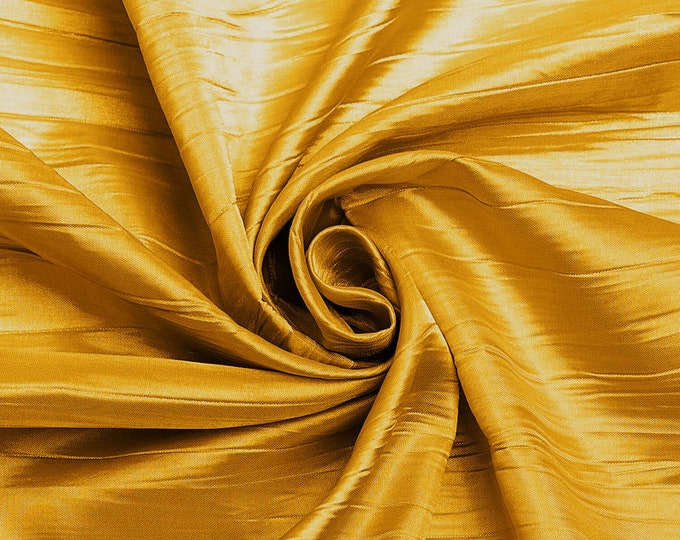 Mango Yellow - Crushed Taffeta Fabric - 54" Width - Creased Clothing Decorations Crafts - Sold By The Yard