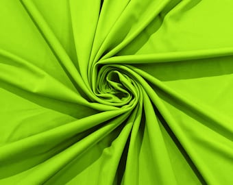 Neon Green Milliskin Nylon Spandex Stretch Dull Tricot Medium Weight Fabric for Apparel/4 Way Fabric/Swimwear/Activewear/Sportswear/Costume