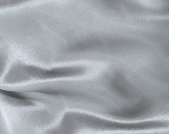 Silver 58-59" Wide - 96 percent Polyester, 4% Spandex Light Weight Silky Stretch Charmeuse Satin Fabric by The Yard.