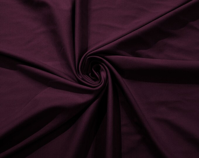 Dark Eggplant Stretch Ponte De Roma 320 GSM Knit Poly Rayon Fabric by the Yard.