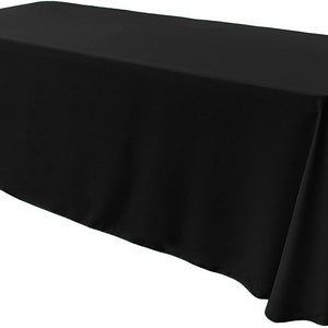 Black - Rectangular Polyester Poplin Tablecloth Floor Length / Party supply