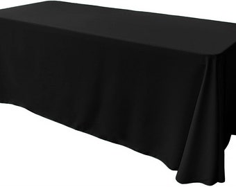 Black - Rectangular Polyester Poplin Tablecloth Floor Length / Party supply