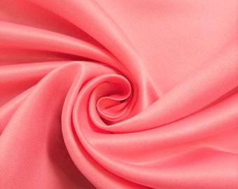 Coral Matte Satin (Peau de Soie) Duchess Fabric Bridesmaid Dress 58"-60" Wide Sold By The Yard.