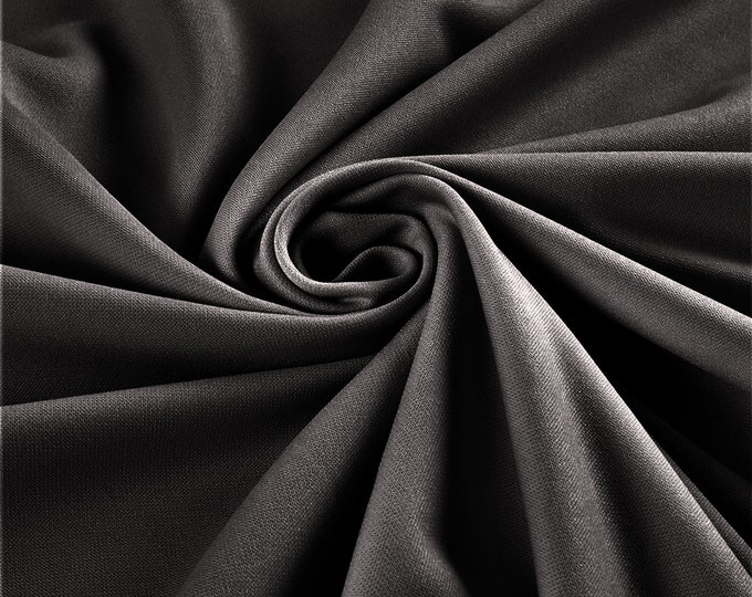 Charcoal Stretch Crepe Scuba Techno Knit Polyester Spandex Fabric for Bows, Top Knots, Head Wraps, Clothes, Costumes, Crafts