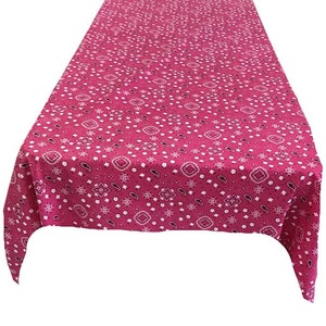 New Creations Fabric & Foam Inc, Bandanna Print Poly Cotton Tablecloth ( Fuchsia, Choose Size Below