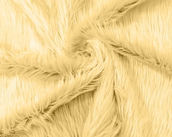 Banana Yellow Shaggy Long Pile Soft Faux Fur Fabric for Fur suit, Cosplay Costume, Photo Prop, Trim, Throw Pillow, Crafts