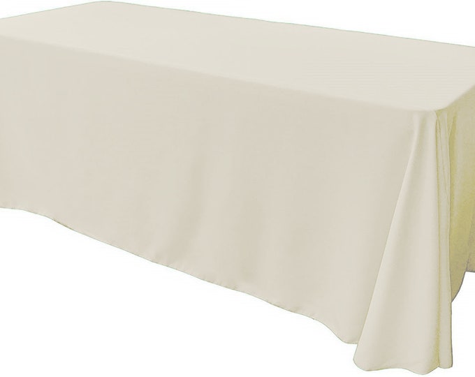 Cream - Rectangular Polyester Poplin Tablecloth Floor Length / Party supply