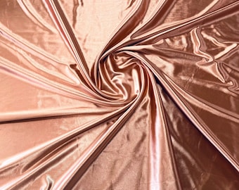 Rose Gold Deluxe Shiny Polyester Spandex Fabric Stretch 58" Wide Sold by The Yard.