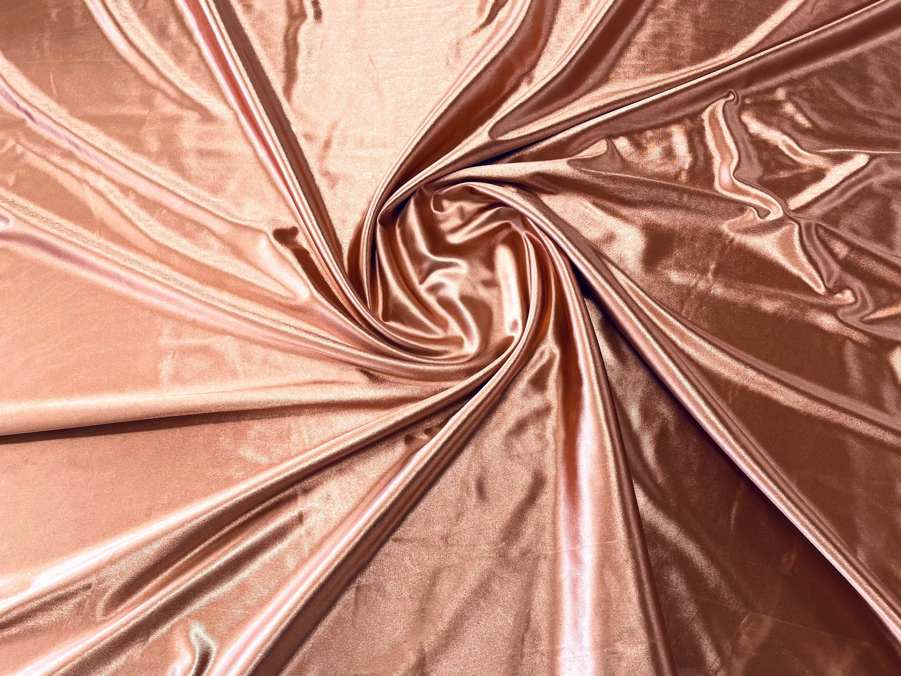 Rose Gold Deluxe Shiny Polyester Spandex Fabric Stretch 58