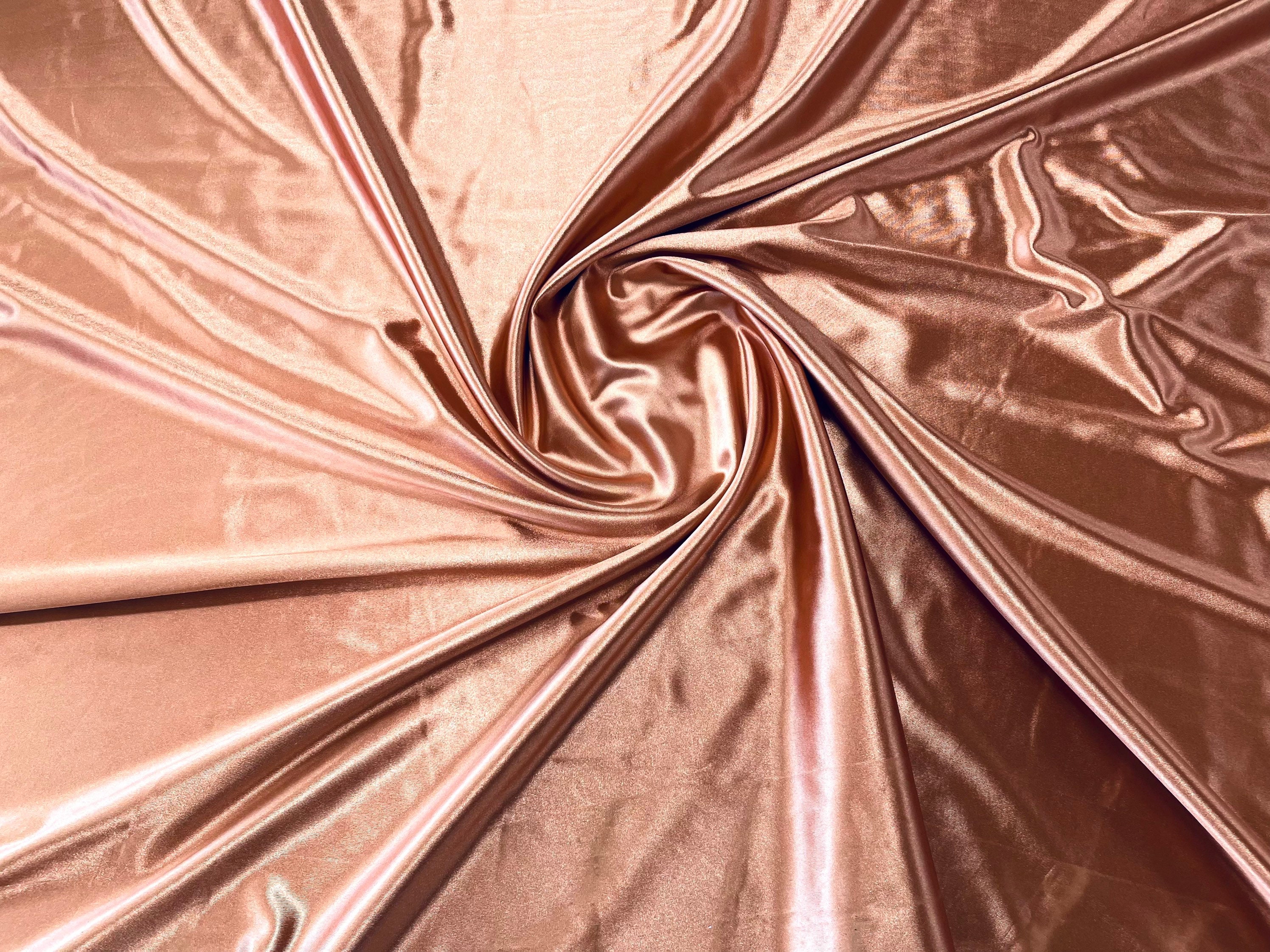 Rose Gold Deluxe Shiny Polyester Spandex Fabric Stretch 58 Wide Sold by The  Yard.